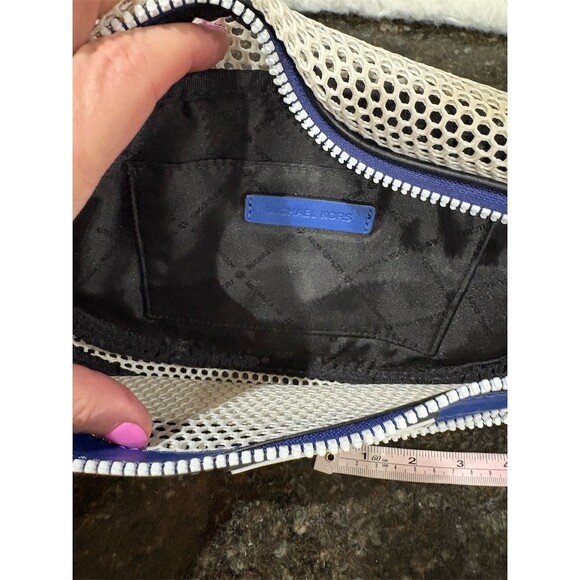 Michael Kors Sport Danika Belt Bag Womens Small Blue & Cream Logo Strap - Picture 7 of 8